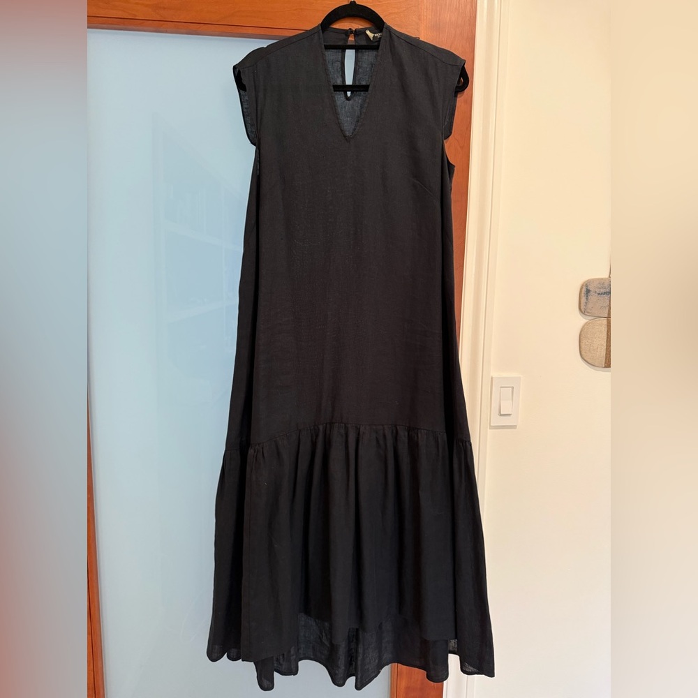 Black Linen V-Neck dress by Rachel Comey